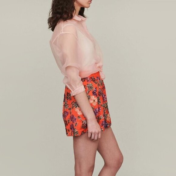 NWT Maje coral multicoloured sequined floral mini shorts, 2 or M - Picture 2 of 16